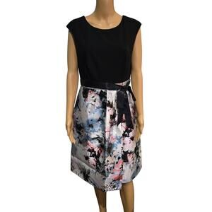 Chaya black and floral print dress 12 P NWT